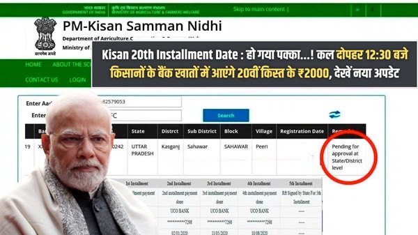Kisan 20th Installment Date